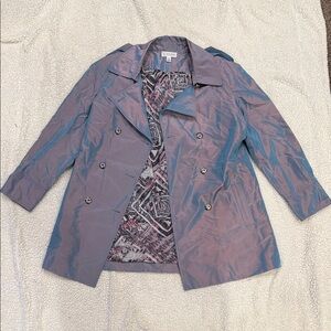 St. John Sport Iridescent Purple Double-Breasted Trench Coat Rare Vintage